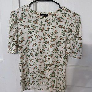 Popular 21 white/pink flower top size M